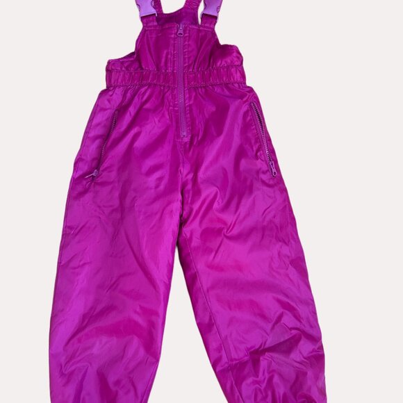 GIRLS PINK SNOWSUIT/SNOW BIB ADJUSTABLE STRAPS SIZE 104 (US 4T) - Picture 6 of 16